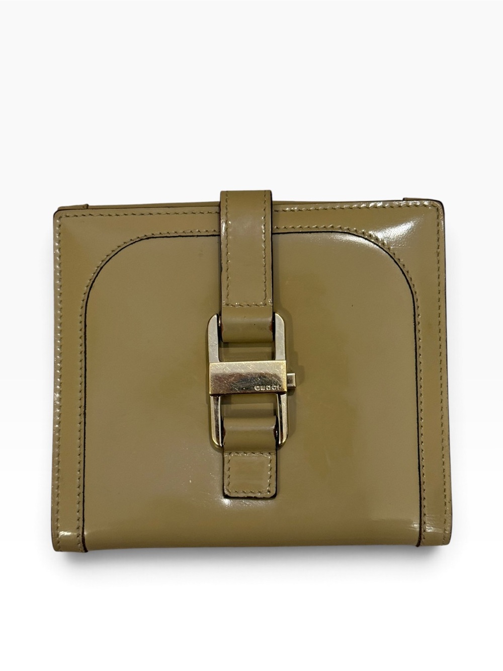 Gucci Olive Patent Leather Horsebit Bifold Wallet